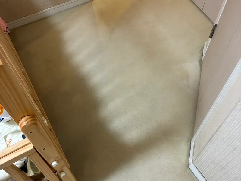 洗浄後。シミが取れて明るい色に戻っている